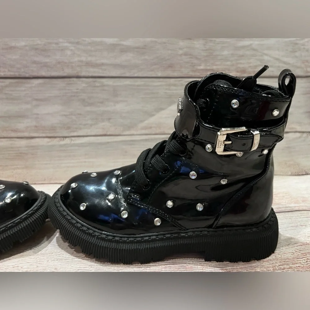 DKNY Ava Dila Moto Side Zipper Boot - Black - Size 12 Girls